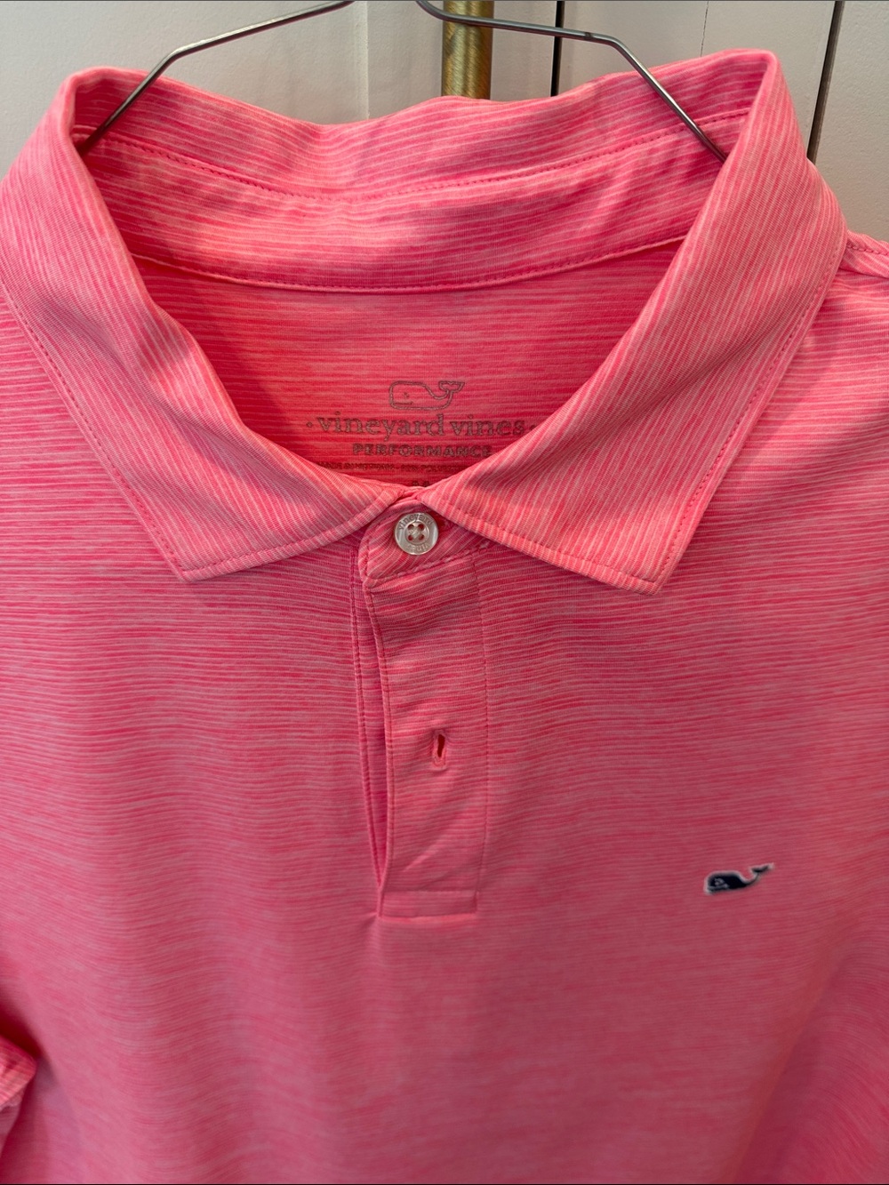 Vineyard Vines Pink Stripe Performance Polo Men’s